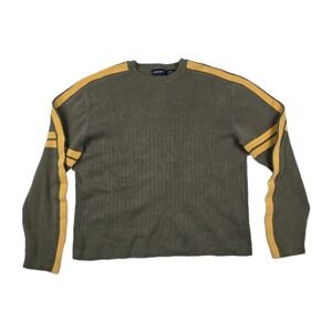 Cherokee‎ Vintage Men's Size XL Olive Yellow Striped Ribbed Pullover Sweater